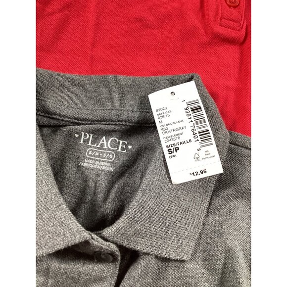 Set Of 2 Childrens Place Girls Polo Shirts Red & Gray Size S School Uniform NWT - Picture 5 of 6
